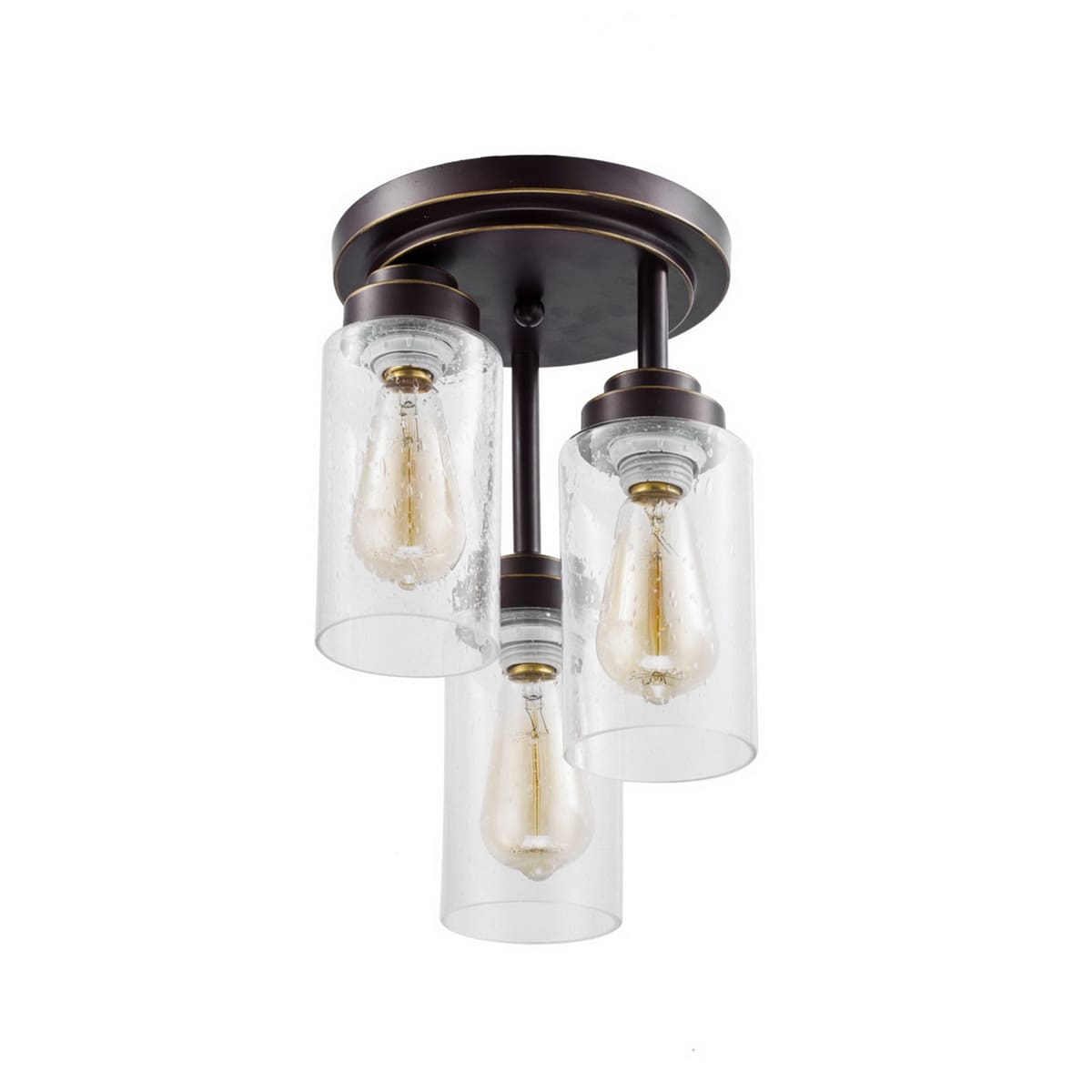 Cylinder 3-Light Flush Mount Ceiling Lights, Seeded Glass