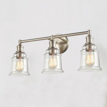 Brushed Nickel Vintage Bath Vanity Wall Sconce 3 Lights Claxy