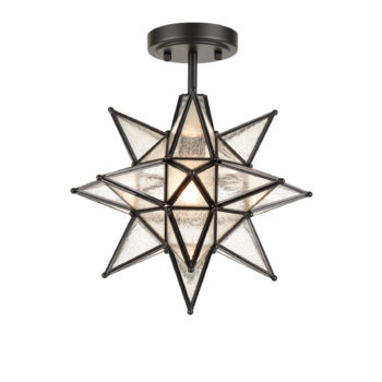 Black Moravian Star Closed to Ceiling Lights 1