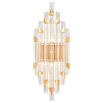 Mid-Century Modern Brass Crystal Wall Sconce 2-Light