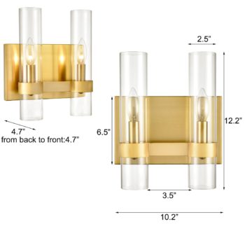 Modern Brass Wall Light with Clear Glass Bathroom Light Fixture