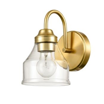 Modern Brass Wall Sconce Bathroom Light Fixture with Clear Glass Shade