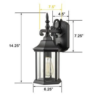 Industrial Outdoor Dusk to Dawn Wall Lights Clear Glass Shade with Sensor