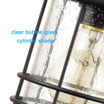 Industrial OutdoorIndoor Lantern Wall Sconces Clear Seeded Glass Shade