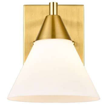 Modern Brass Wall Sconces Set of 2 with Cone Opal Glass