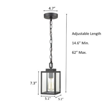 Outdoor Pendant Hanging Light Exterior Lantern Matte Black