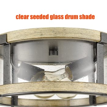 Farmhouse Flush Mount Ceiling Light Seeded Glass Shades Drum 2-light