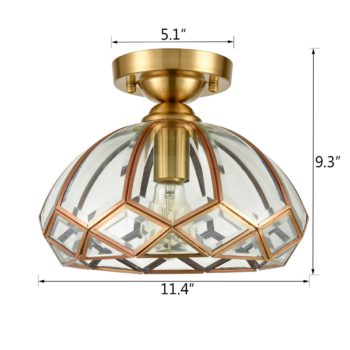 Glass Ceiling Light Dome Shape Vintage Ceiling Lighting Fixture