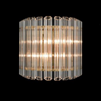 Modern Glass Rod Wall Sconce Brass Mid Century Art Deco 2 Lights