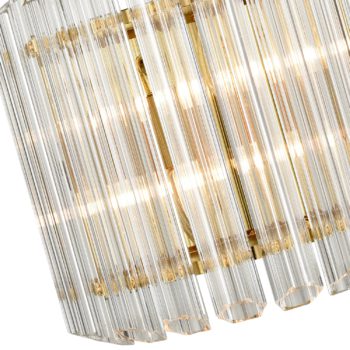 Modern Glass Rod Wall Sconce Brass Mid Century Art Deco 2 Lights