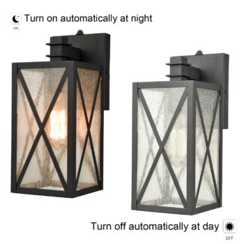 Black Outdoor Wall Sconce Lighting Dusk to Dawn Outdoor Lights 2 Pack