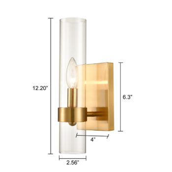 Brushed Gold with Glass Shade 1 Light Wall Sconces Wall Light Fixture