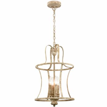 Farmhouse Chandelier 4-Light Distressed Off-White Dining Room Lighting