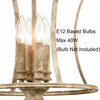 Farmhouse Chandelier 4-Light Distressed Off-White Dining Room Lighting