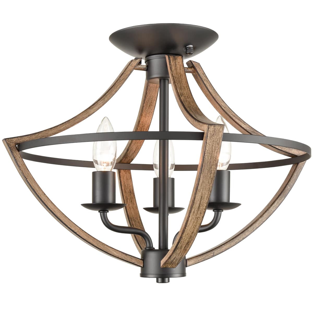 Industrial Semiflush Mount Ceiling Light 3 Lights Claxy