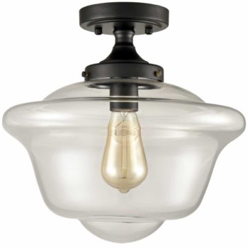 Industrial Glass Ceiling Light Clear Glass Shade Semi Flush Mount