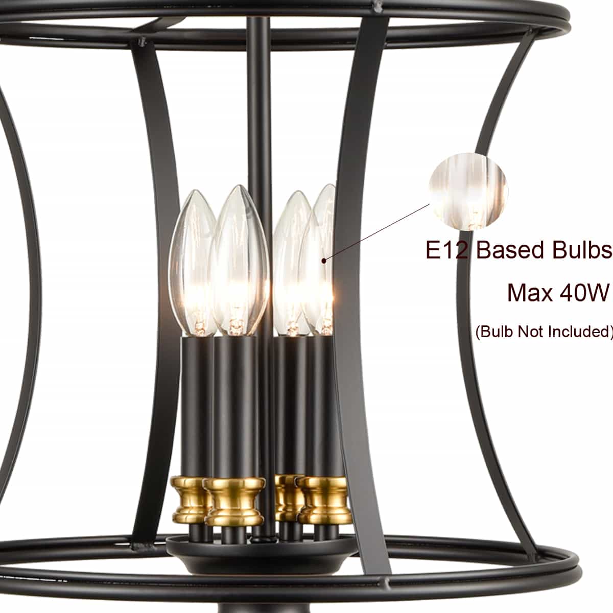 Black Lantern Metal Pendant Light Chandelier 4 Light Claxy