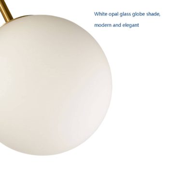 Mid Century Brass Sputnik Ceiling Light Opal Glass Shades 3-Light