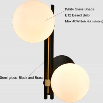 Mid-Century Wall Light 2-Light Opal Globe Glass Shade
