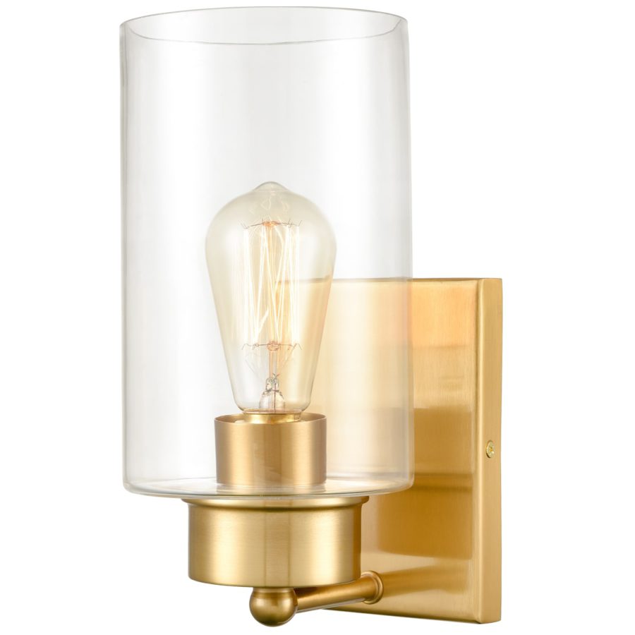 Brass Modern Clear Glass Shade Wall Sconces 1 Light Claxy