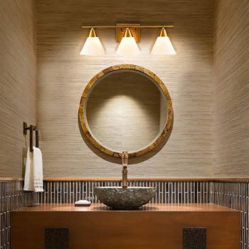 Modern Brass 3-Light Vanity Light for Bathroom Opal Glass