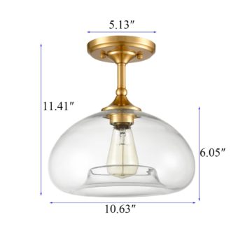 Modern Brass Finish Clear Glass Ceiling Lights Flush Mount