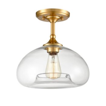 Modern Brass Finish Clear Glass Ceiling Lights Flush Mount