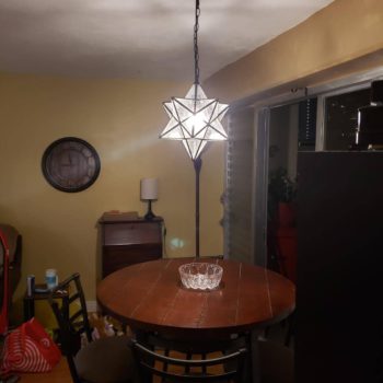 Moravian Star Pendant Lights Seeded Glass Shade, 16 inches