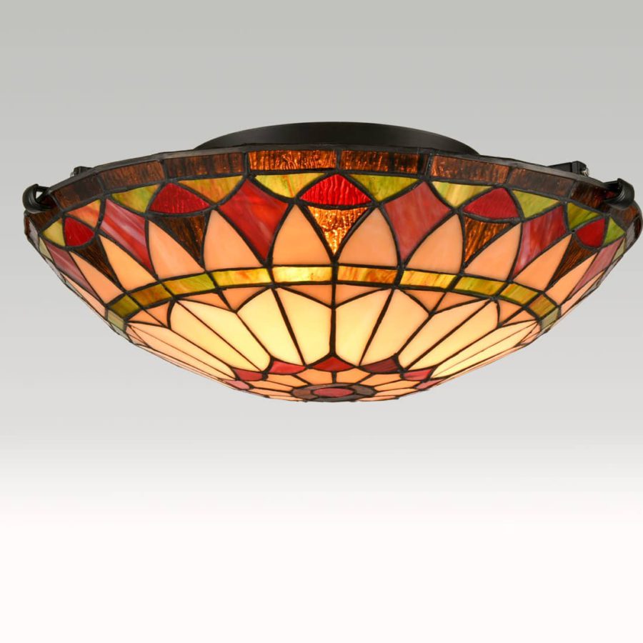 Tiffany Semi Flush Ceiling Light Stained Glass Colorful