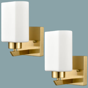 set of 2 brass gold wall sconce for bathroom