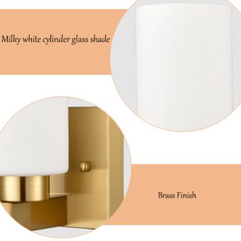 Brass Mid-Century Milk Glass Wall Sconces - 2 Lights