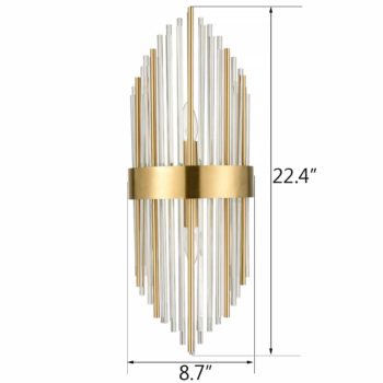 Brass Wall Sconces Lighting 2 Pack Elegant Glass Rod Wall Mount Lamp