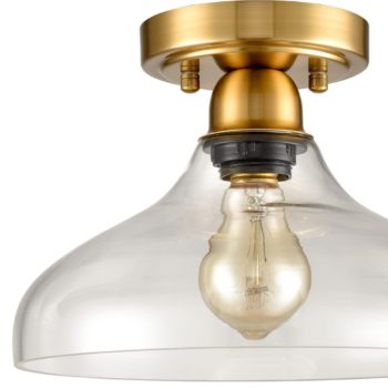 Contemporary Metal Glass Ceiling Light Brass 1-Light Pendant Light
