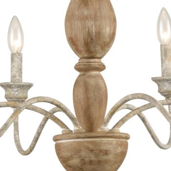 Farmhouse French Country Wood Pendant Chandelier 6 Light