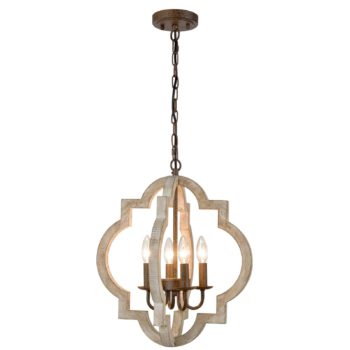 Farmhouse White Wood Chandeliers Orb Dining Room Chandelier