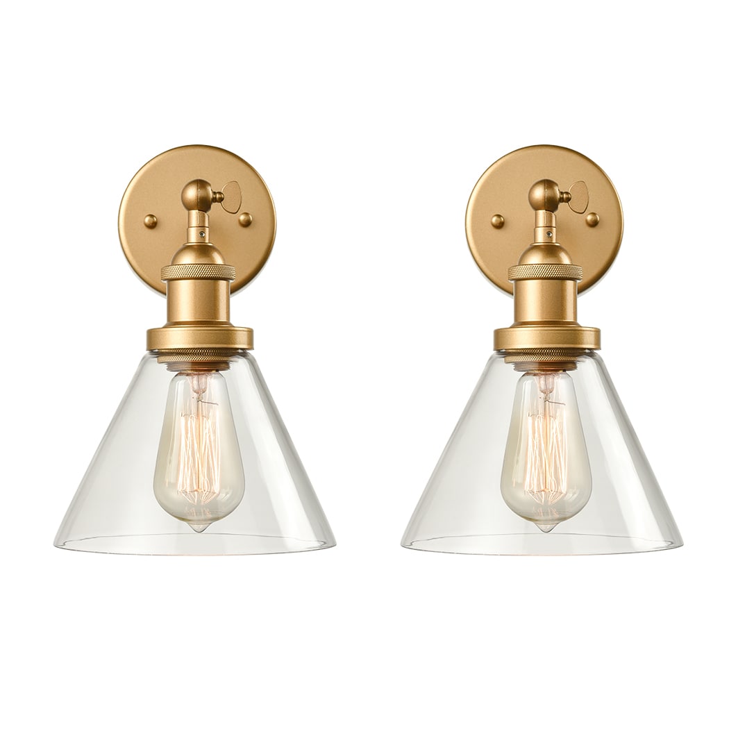 Brass Modern Swing Arm Plugin Wall Sconce Set of 2 Claxy