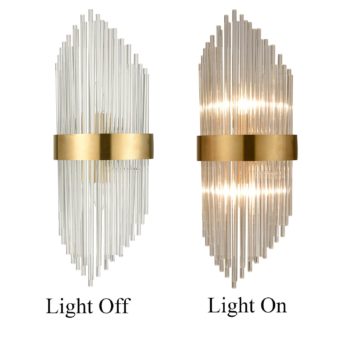 Mid Century Brass Glass Rods Wall Sconce 2 Pack Modern Luxury-Look