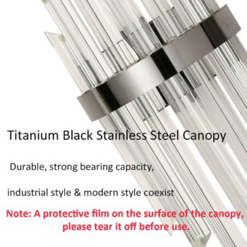 Modern Glass Rod Wall Sconces Titanium Black Finish Set of 2