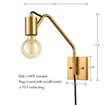 Modern Swing Arm Plug-in Wall Sconces Set of 2, Brass