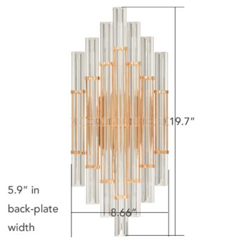 Gold Glass Rod Modern Wall Sconces - 2 Lights