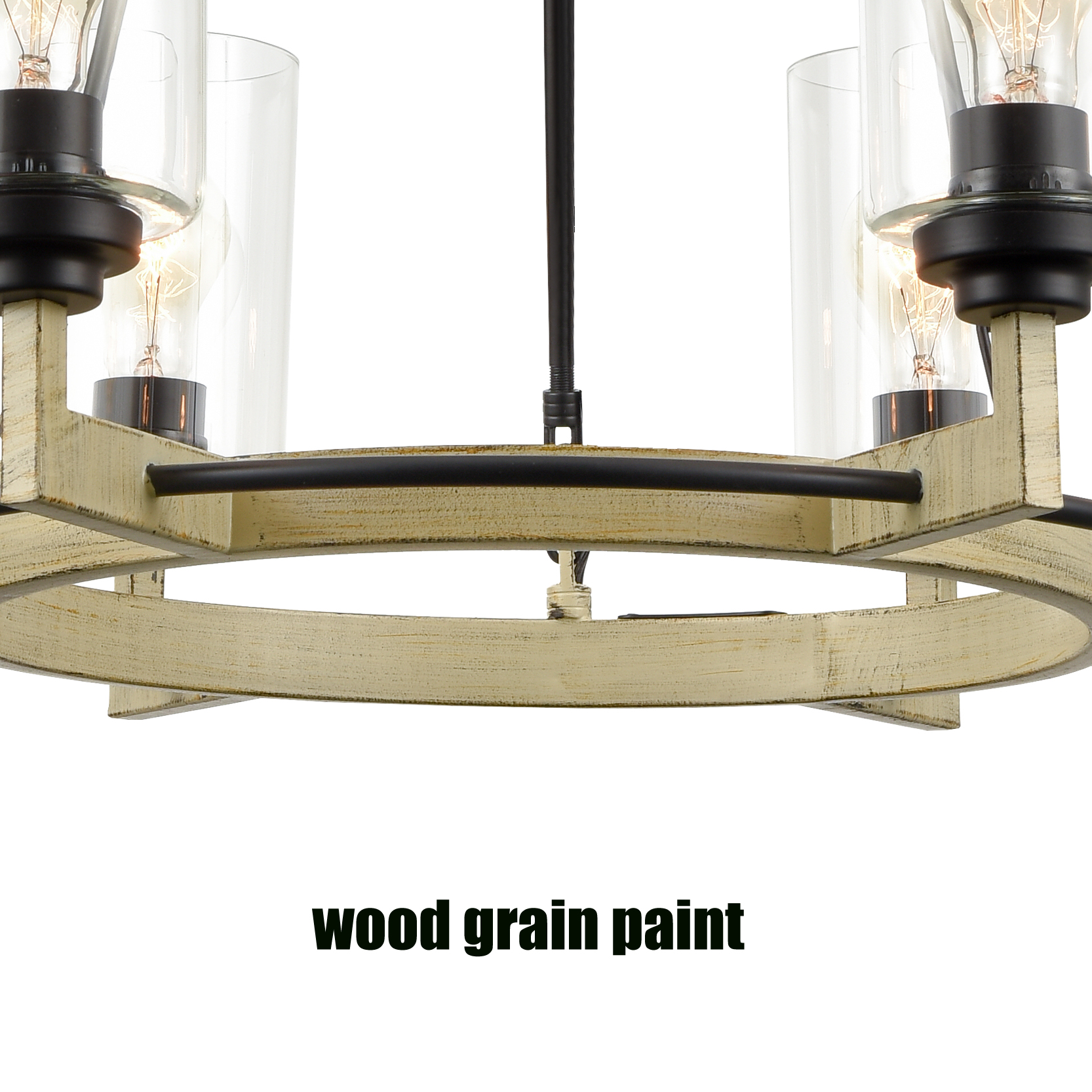 6 Lights Black Metal Wagon Wheel Pendant Light