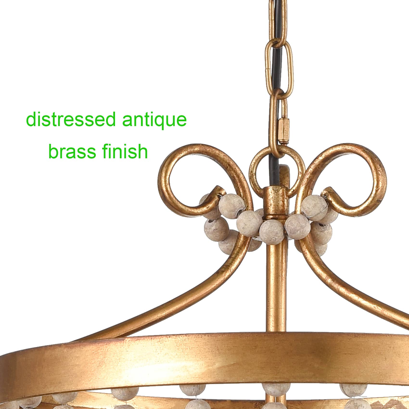 Vintage Wood Beaded Pendant Light 3Light Chandelier Claxy