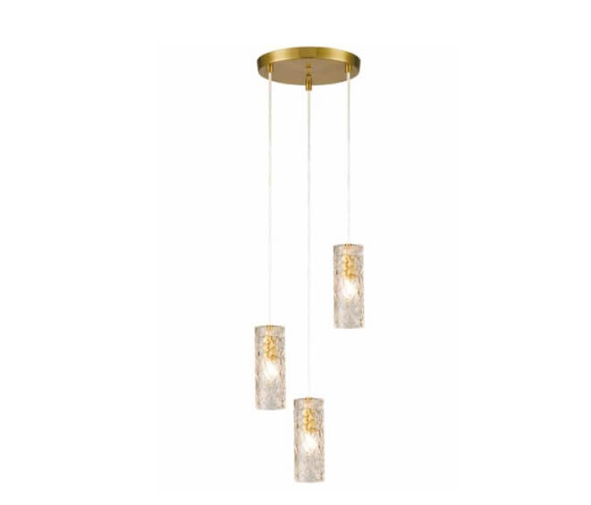 3 Light Brass Glass Pendant Light Modern Cluster Chandelier