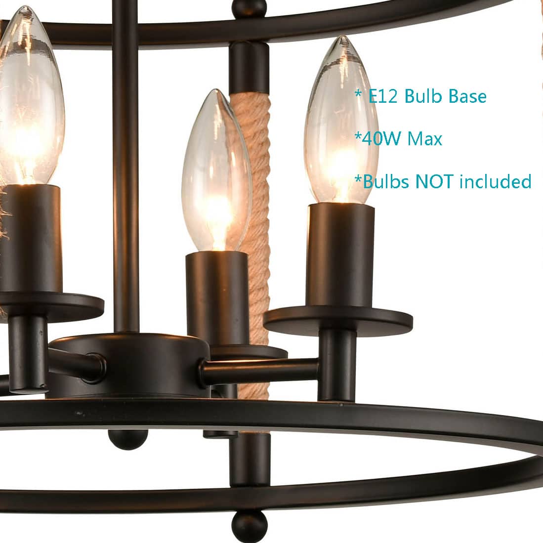 Hemp Rope Farmhouse Metal Drum Semiflush Mount Ceiling Light Claxy