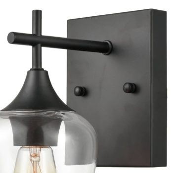 Industrial Clear Glass Wall Sconces Matte Black Bathroom Lights 2-Pack