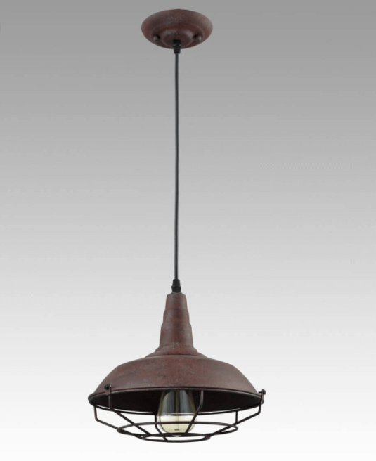 Industrial Farmhouse Rust Finished Metal Cage Pendant Light