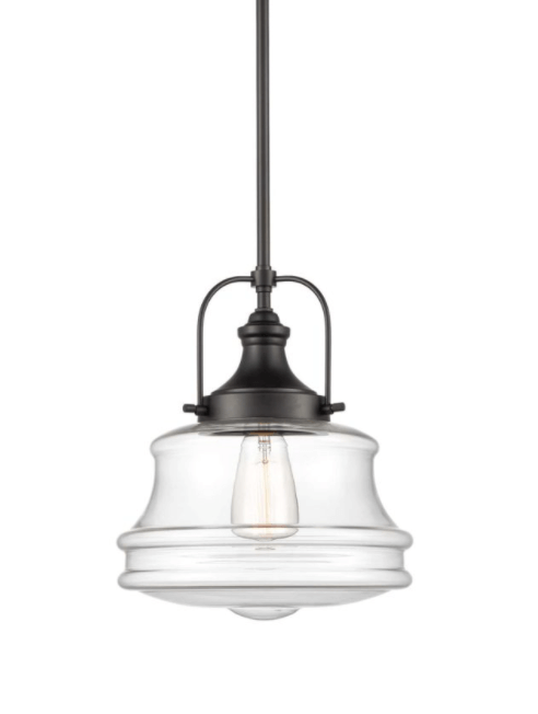 Industrial Island Pendant Light Black with Clear Glass Shade
