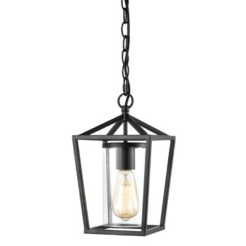 Industrial Pendant Light Black Finish wClear Glass Adjustable Chain