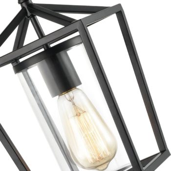 Industrial Pendant Light Black Finish wClear Glass Adjustable Chain