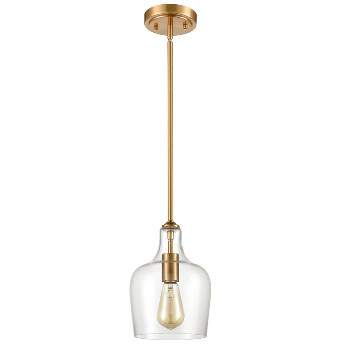Glass Gold Pendant Light RodHung Kitchen Fixture Claxy